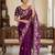 Dark Magenta Color sequence And embroidery work Satin Saree