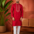RED EMBROIDERY WITH SEQUENCE WORK DESIGN ON SILKY SILK FABRIC MENS KURTA PAJAMA SET