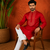 RED EMBROIDERY WITH SEQUENCE WORK DESIGN ON SILKY SILK FABRIC MENS KURTA PAJAMA SET