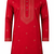 RED EMBROIDERY WITH SEQUENCE WORK DESIGN ON SILKY SILK FABRIC MENS KURTA PAJAMA SET