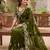 Mehndi Green Color sequence And embroidery work Satin Saree
