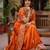 Orange Color sequence And embroidery work Satin Saree