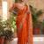 Orange Color sequence And embroidery work Satin Saree