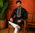BLACK EMBROIDERY WITH SEQUENCE WORK DESIGN ON SILKY SILK FABRIC MENS KURTA PAJAMA SET
