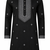 BLACK EMBROIDERY WITH SEQUENCE WORK DESIGN ON SILKY SILK FABRIC MENS KURTA PAJAMA SET