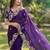 purple Color sequence And embroidery work Satin Saree