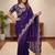 purple Color sequence And embroidery work Satin Saree