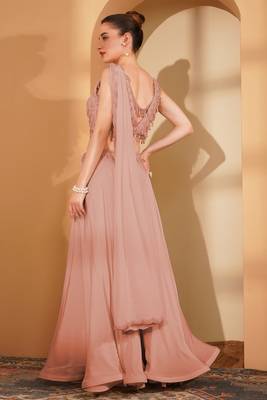 Peach crepe pearlwork  sharara set 2