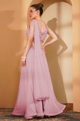 Pink crepe pearlwork  sharara set 2