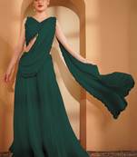 Dark green crepe pearlwork  sharara set