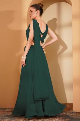 Dark green crepe pearlwork  sharara set 2