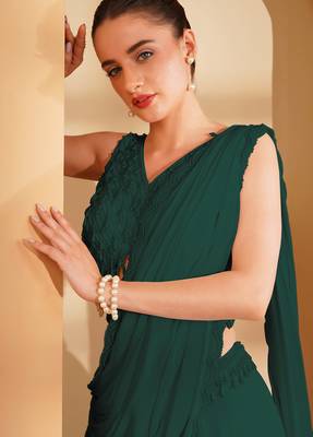 Dark green crepe pearlwork  sharara set 3