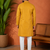 YELLOW EMBROIDERY WITH SEQUENCE WORK DESIGN ON SILKY SILK FABRIC MENS KURTA PAJAMA SET