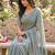 Grey Color  Beads Work Silk Blend Saree