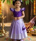 Girls lavender jacquard lehenga choli with dupatta set