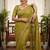 Olive Color  Beads Work Silk Blend Saree