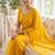 Yellow Color  Beads Work Silk Blend Saree