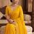 Yellow Color  Beads Work Silk Blend Saree