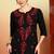 Women black & red floral buttis embroidered lucknowi chikankari short kurtis