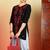 Women black & red floral buttis embroidered lucknowi chikankari short kurtis