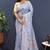 Sky blue banarasi silk blend saree with zari floral weaving