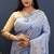 Sky blue banarasi silk blend saree with zari floral weaving