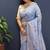 Sky blue banarasi silk blend saree with zari floral weaving