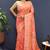 Salmon pink banarasi silk blend saree with zari floral weaving