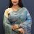 Blue banarasi silk blend saree with zari floral weaving