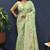 Mint green banarasi silk blend saree with zari floral weaving