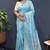 Sky blue banarasi silk blend saree with zari floral weaving