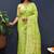 Parrot green banarasi silk blend saree with zari floral weaving