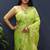 Parrot green banarasi silk blend saree with zari floral weaving