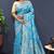 Light blue banarasi silk blend saree with zari floral weaving