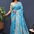 Light blue banarasi silk blend saree with zari floral weaving