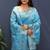 Light blue banarasi silk blend saree with zari floral weaving