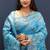 Light blue banarasi silk blend saree with zari floral weaving