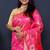 Rani pink banarasi silk blend saree with  zari floral buta work