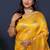 Mustard yellow banarasi silk blend saree with  zari floral buta work