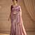 Lavender Color Beads And Embroidery Work Satin Saree