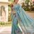 Sky Blue Color Beads And Embroidery Work Satin Saree