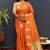 Orange silk blend banarasi saree with golden zari buti and border