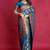 Teal blue banarasi silk blend saree with copper zari weave