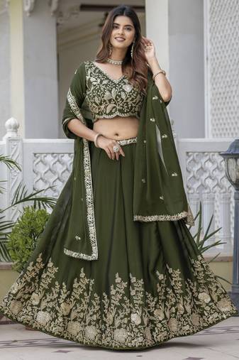 Designer Rangoli Silk Embroidery lehenga choli
