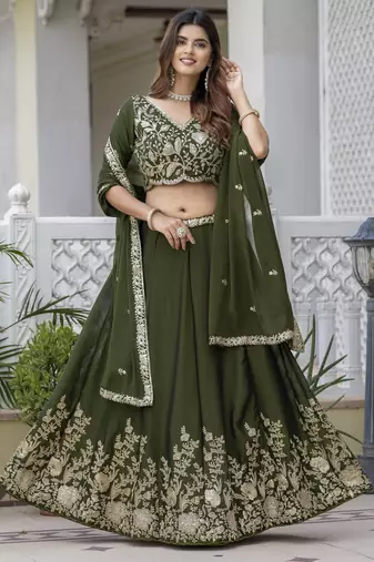 Designer Rangoli Silk Embroidery lehenga choli