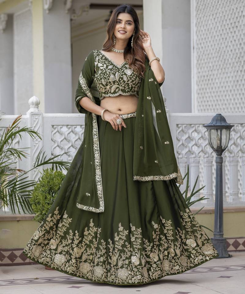 Designer Rangoli Silk Embroidery lehenga choli
