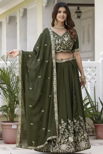 Designer Rangoli Silk Embroidery lehenga choli