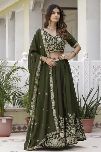 Designer Rangoli Silk Embroidery lehenga choli
