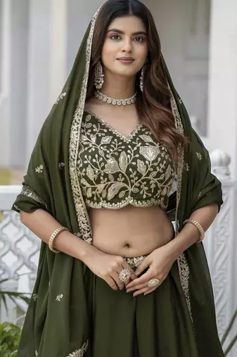Designer Rangoli Silk Embroidery lehenga choli
