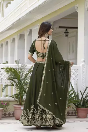 Designer Rangoli Silk Embroidery lehenga choli